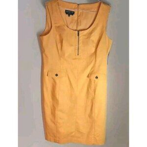 Jones New York Sleeveless Midi Stretch Dress in Marigold Yellow Women's Size 16